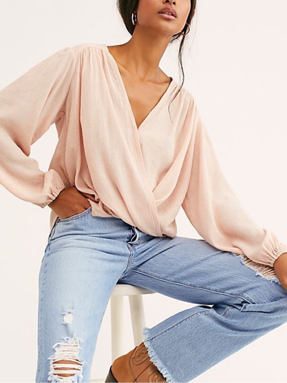 Free People Pink Check On It Wrap Top Size XS